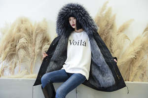 เสื้อคลุมโปโลขนเฟอร์ฟ็อกซ์เทียมกันน้ำลายสก็อตยาวแบบมีฮู้ดสำหรับผู้หญิง เสื้อโค้ทฤดูหนาวหนานุ่มแบบติดกระดุม - Product Image 6