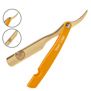 Navaja de Afeitar Recta de Acero Inoxidable Color Dorado Premium con Logotipo Personalizado para Afeitado Profesional - Product Image 1