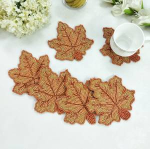 Handmade Beaded Floral Coasters Eco-Friendly Home & Hotel Decor Set - Product Image 1