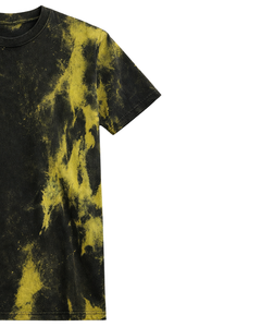 Camiseta de Algodón Tie Dye Negra y Amarilla Personalizada por el Fabricante, Cuello Redondo, Manga Corta, Lavado Vintage, Ropa Casual de Calle para Hombre, Verano - Product Image 3