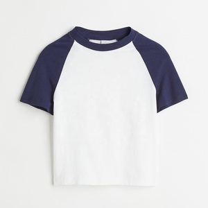 Custom Women Short Sleeve Crop <b>Top</b> Knitted 100% Cotton Eco-Friendly Soft Stretch Casual High Quality OEM ODM Private Label - Product Image 1