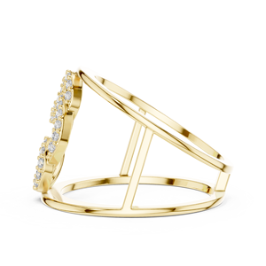 Anillo de Moissanita con Cadena de Aleación de Lujo para Mujer |   Diseño de doble banda llamativo |   Engaste Micro Pavé |   Regalo para Fiestas - Product Image 3