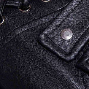 Veste de moto en cuir véritable sur mesure pour homme, col montant avec logo sur le devant, vestes en cuir véritable enduit - Product Image 5
