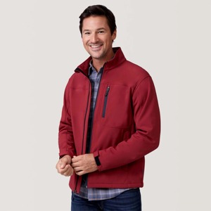 Veste en polaire rouge pour homme, col montant, fermeture éclair, vêtement décontracté d'automne, coupe régulière, matière en polyester tricoté coupe-vent - Product Image 3