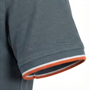 Polo piqué gris à manches courtes pour homme, design tricoté respirant, coupe classique, style décontracté - Product Image 6