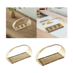 Bandeja de Servir de Bambú Hecha a Mano, Decoración de Mesa Rústica Natural - Product Image 1