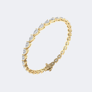 6.20 CTW 9K Gold Plated E Color Lab Grown Pear Shape Diamond Three-Prong Basket Setting Luxury Tennis <b>Bracelet</b> - Product Image 5