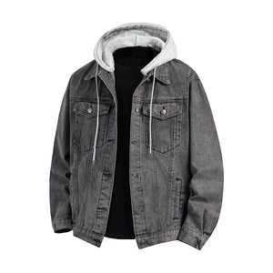 Sweat-shirts en jean grande taille de qualité supérieure pour adultes, fermeture à boutons, manches longues, sweat-shirt en jean tendance pour garçons avec poche avant - Product Image 3