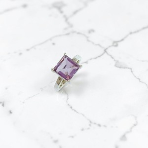 Bagues en argent sterling 925 avec pierres précieuses facettées en améthyste violette naturelle, bagues carrées de qualité supérieure, pierres précieuses taillées - Product Image 2