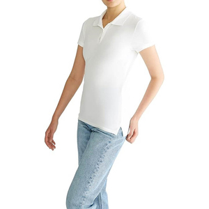 T-shirt de golf rose pour femme, décontracté, à manches courtes, en jersey polyester/coton de haute qualité, séchage rapide et respirant - Product Image 4