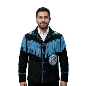 Chaqueta de Cuero Vintage con Flecos de Gamuza Estilo Vaquero, Decoración con Borlas, Prenda Exterior de Cuero Suave y Transpirable - Product Image 1