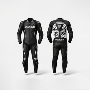 Combinaison de course moto Speedfreak en cuir noir, manches longues, pour homme adulte, toutes saisons - Product Image 3
