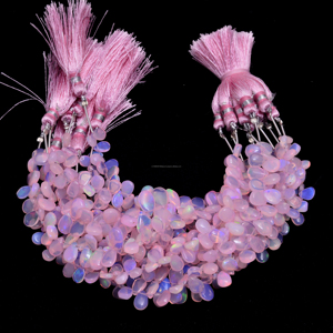 Premium Natural Ethiopian Pink <b>Opal</b> Smooth Pear Shape Gemstone Beads 6 Inch Handmade Strand Bracelet <b>Necklace</b> Jewelry Making - Product Image 1