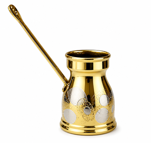 Cafetera Turca/Griega/Árabe de Latón con Diseño Nuevo, Acabado Antiguo en Relieve, Cafetera para Estufa, Cezve, Ibrik, Briki - Product Image 4