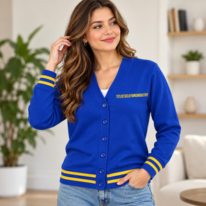 Pulls à col en V de haute qualité pour les logos de sororités/fraternités/écoles/collèges/universités, cardigans tricotés unisexes - Product Image 2