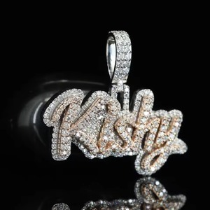 Hip Hop Iced Out Jewelry Rose <b>Gold</b> Two Tone Name Letter Pendant Charms VVS Moissanite Diamond Jewelry For Pass Diamond <b>Tester</b> - Product Image 1
