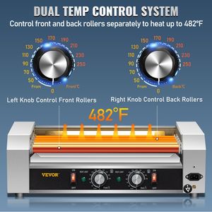 12-capacità in acciaio inox Hot Dog rullo 750W cucina elettrica a doppio controllo Temp LED luce staccabile gocciolamento vassoio griglia - Product Image 4
