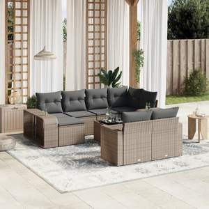 Grey Garden <b>Sofa</b> <b>Set</b> Outdoor Rattan Cushioned Waterproof Contemporary Design - Product Image 1