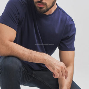 T-shirt en coton biologique 100 % de haute qualité, col rond, tissu tissé léger personnalisé pour hommes, vente en gros - Product Image 5