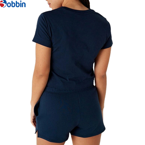 Conjunto Deportivo de 2 Piezas para Mujer, Estilo Hip Hop con Logotipo Personalizado, Verano, Manga Corta, 100% Algodón, Transpirable, Secado Rápido, Ecológico - Product Image 6