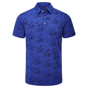 Polo de golf performance camouflage numérique pour homme 2026 – Anti-humidité, manches courtes, coupe ajustée, bleu roi et blanc - Product Image 6