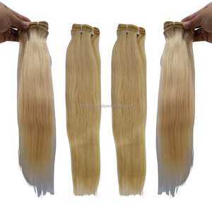 ผมต่อแบบ100% ผมคนอินโดนีเซียมาใหม่ผมลอนตรงผมสีบลอนด์มัดผมย้อมผมตรงนุ่มสลวย - Product Image 6