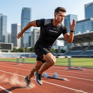 T-shirt de compression noir personnalisé pour homme, manches courtes, coupe ajustée, protection anti-UV, pour la gym, le fitness et l'entraînement sportif, fabricant en gros - Product Image 5