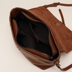 Nouvelle Tendance 2026 : Sac Bandoulière Grande Capacité en Cuir Véritable Marron et Noir pour Femme - Product Image 5