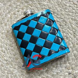 Flacon à alcool portable en cuir de vachette façonné à la main, 7 oz, étanche, pour whisky, flacon de hanche en acier inoxydable, porte-vin de voyage - Product Image 1