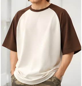 T-shirt Raglan Style Urbain 220 GSM Coton Coupe Oversize Manches Contrastantes Premium Vierge Personnalisable Streetwear - Product Image 5