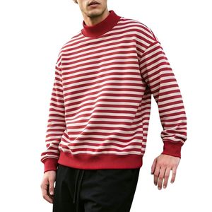 <b>Men's</b> <b>Red</b> White Solid Stand Collar Fleece 100% Cotton Custom Long Sleeve Casual Regular Fit Pullover Winter Sweatshirt for - Product Image 2