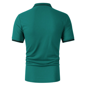 Camisa de Piqué Sólida para Hombre, Manga Corta, Casual, para Golf y Tenis, con Bolsillo en el Pecho, Cuello en Contraste, Transpirable, para Verano - Product Image 2