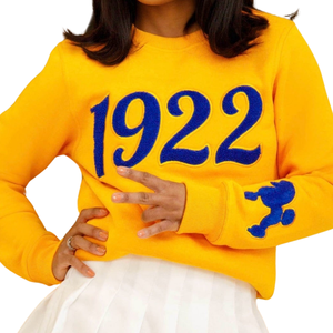 Sweat-shirt en chenille à manches longues pour femme, motif Golden Poodle 1922 Sigma Gamma Rho, mélange de coton, coupe décontractée et élégante - Product Image 2