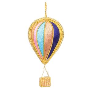 Ballon à air chaud Zari suspendu – Ornement brodé multicolore fait main avec bordure dorée pour voiture, chambre d'enfant, fournisseur en gros - Product Image 3