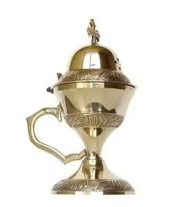 Hand-Made Brass Incense <b>Burner</b> Gold Finish Religious Use All-Season Decorative Temple Worship Prayer Room Aromatherapy Diffuser - Product Image 5