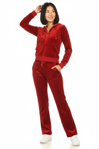 ชุดวอร์มผ้าฟลีซเนื้อนุ่มสองชิ้นสำหรับฤดูหนาว เสื้อครอปมีฮู้ด กางเกงจ็อกกิ้ง ลายเรียบ ระบายอากาศได้ดี สวมใส่สบาย - Product Image 5