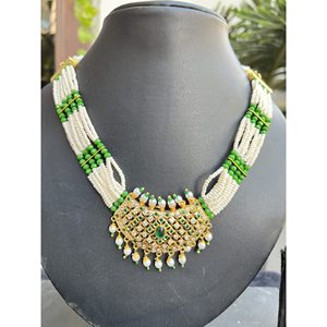 Conjunto de Collar Jadau Verde con Baño de Oro sobre Latón, Estilo Étnico Indio, para Mujer, Regalo para Bodas y Fiestas, Calidad de Exportación - Product Image 3