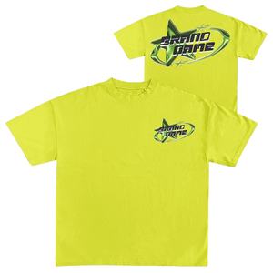 T-shirt à manches courtes jaune fluorescent pour homme, col rond, coupe ample, décontracté, 100% coton, impression du logo étoile, personnalisable avec votre marque - Product Image 3