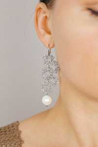 Longues boucles d'oreilles pendantes ondulées en perles, plaquées or, élégantes et tendance, pour femmes - Product Image 4