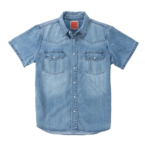 Camisa de Mezclilla de Manga Corta para Hombre, Talla Grande, de Alta Calidad, Transpirable, con Cuello Camisero, Color Sólido, de Algodón, Informal - Product Image 4