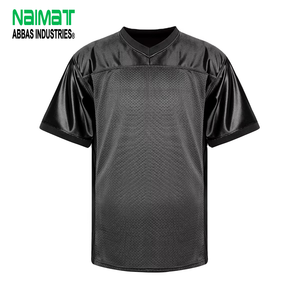 Maillot d'entraînement de football américain vierge en gros pour hommes, noir uni, en maille respirante, uniforme de sport - Product Image 1