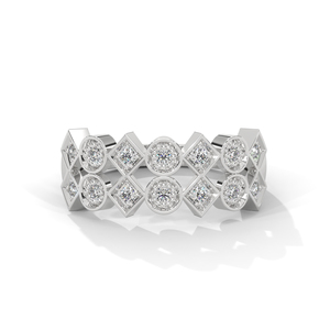 Anillo de Oro Blanco con Diamantes, Diseño Ovalado y Cuadrado, Joyería Nupcial para Mujer - Product Image 1