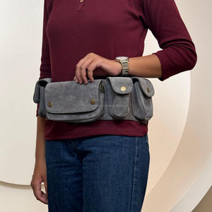 กระเป๋าคาดเอวหนังนิ่มหนังแท้ใหม่สำหรับทุกเพศแนววินเทจแบบมีกระเป๋าหลายช่องกระเป๋าคาดเอวแบบปรับสายได้เข็มขัดอเนกประสงค์แบบตะวันตกสำหรับวิ่ง - Product Image 2