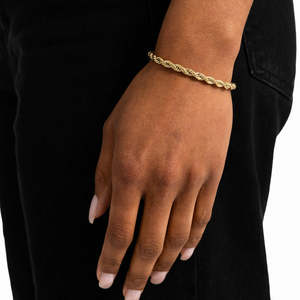 925 Sterling Silver Gold Plated <b>Rope</b> Chain <b>Bracelet</b> for Women Twisted Link <b>Bracelet</b> Minimalist Jewelry - Product Image 1