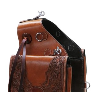 Bolsas de Silla de Montar Occidentales de Cuero Genuino Hechas a Mano, Bolsa de Almacenamiento para Montar a Caballo con Correas Ajustables - Product Image 2