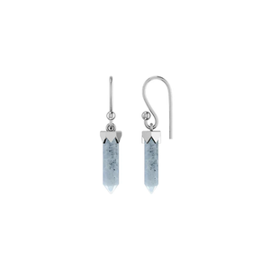 Premium High Finish 925 Sterling Silver Blue Calcite Pencil Shape Dangle <b>Earrings</b> <b>Hook</b> Bezel Setting Trendy Wedding Party Gift - Product Image 1