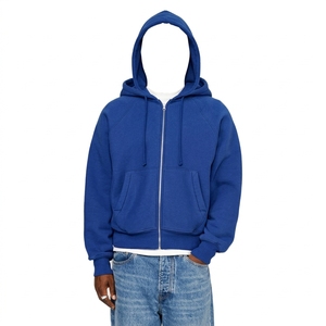 Sudadera con capucha de algodón grueso para hombre, con cremallera completa, estilo oversize, de felpa, para streetwear, con etiqueta privada - Product Image 3