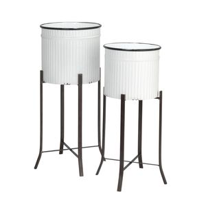 Pot de fleurs contemporain en métal avec support, pot de fleurs durable pour la décoration intérieure et extérieure, jardin, balcon, terrasse - Product Image 4