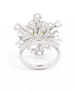Anillo de cóctel Snowflake para mujer, chapado en plata 925, con diamante natural en el centro, engaste pavé, joyería glamurosa para compromiso y boda - Product Image 2