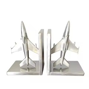 Contemporary Brass Finish Sculptural Bookends 2Pcs Metal Handicraft Rectangular Design for Adults <b>Book</b> Stopper - Product Image 3